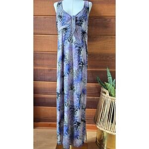 Kahala Women Vintage 90s Y2K Hawaiian Maxi Dress 12 Babydoll Boho Beach Tropical